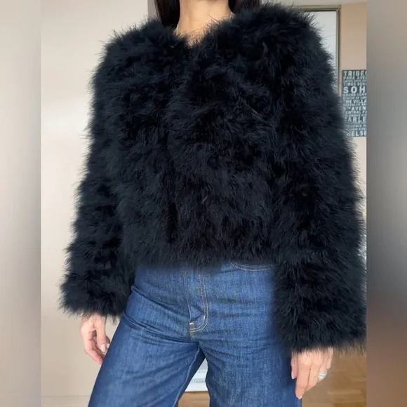 ❌SOLD ON MY INSTAGRAM FOX The Label Black Feather Jacket - Picture 7 of 13